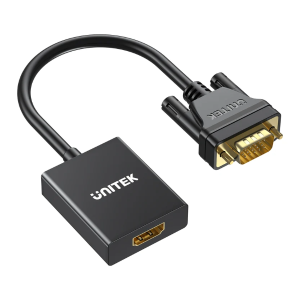 VGA to HDMI Adapter with Audio & Power Port - Black